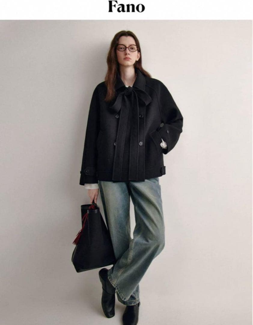 Fano Studios 2024AW ダブルブレスト リボンタイショートコート