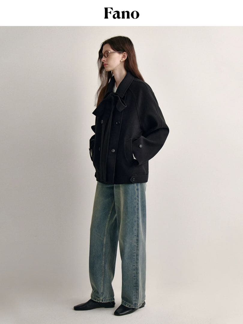 Fano Studios 2024AW ダブルブレスト リボンタイショートコート