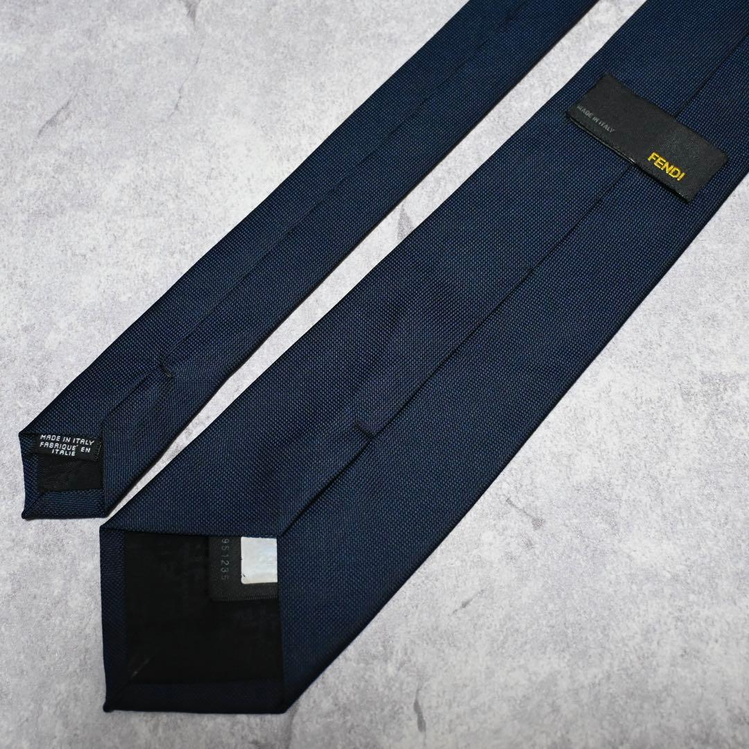 【極美品】FENDI フェンディ ソリッド ダークネイビー ネクタイ