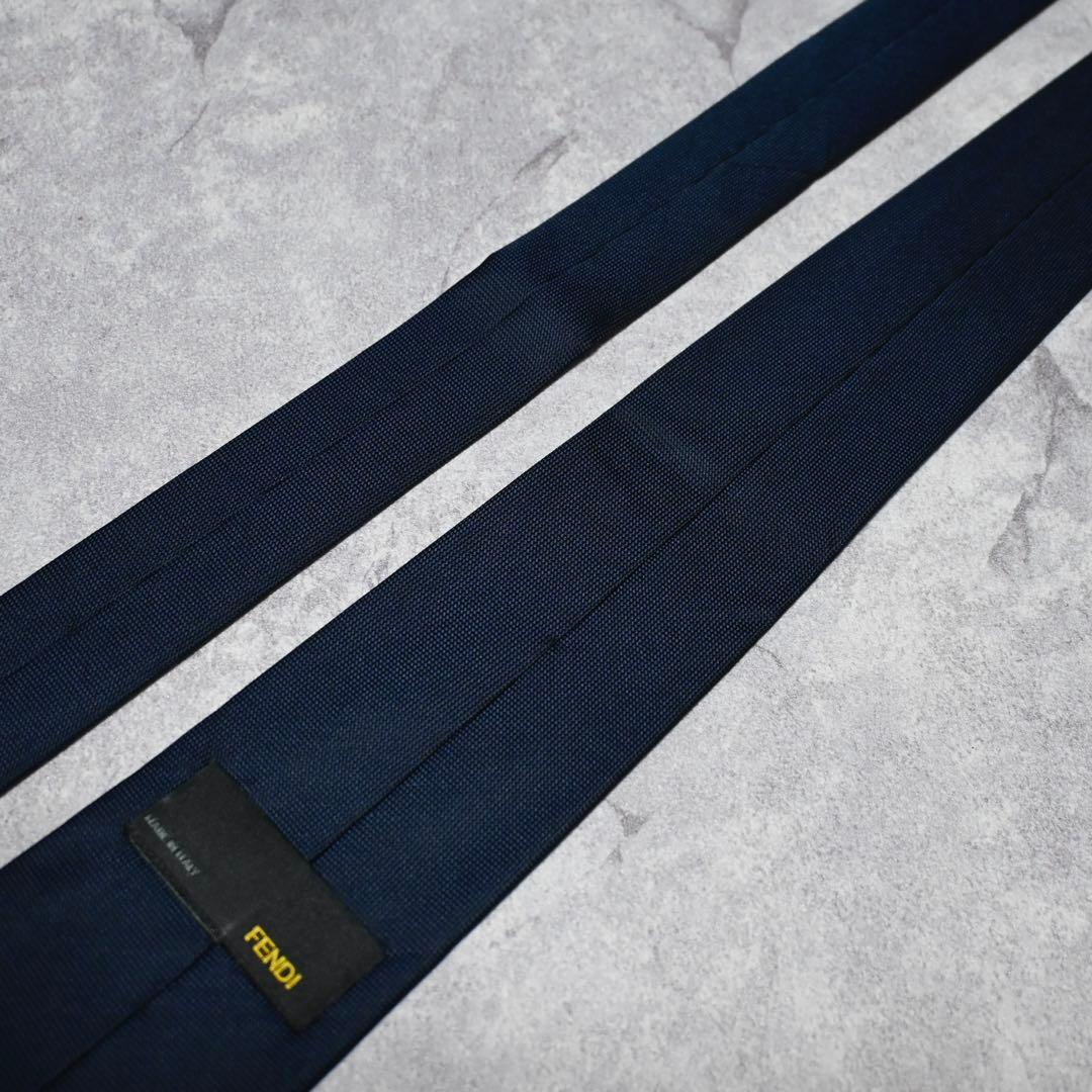 【極美品】FENDI フェンディ ソリッド ダークネイビー ネクタイ
