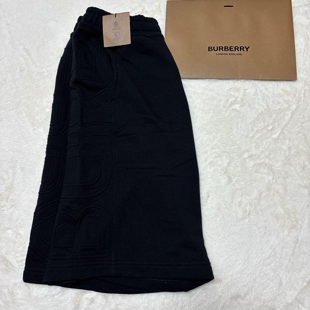 【未使用タグ付】BURBERRY ブラック ショートスウェットサイドロゴ　高級品