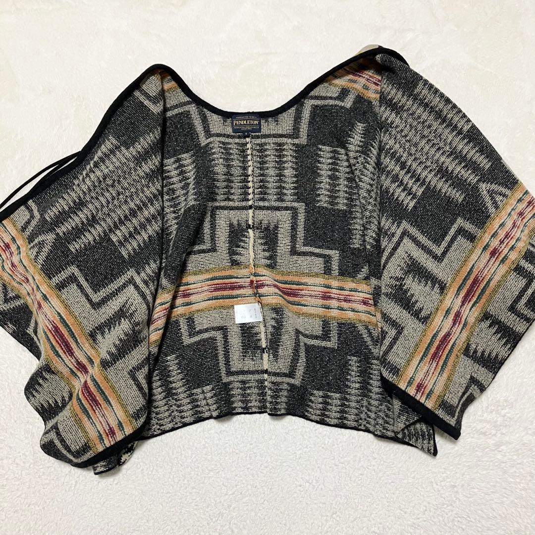 未使用級 PENDLETON ケープ ポンチョ カーディガン ネイティブ 装飾釦