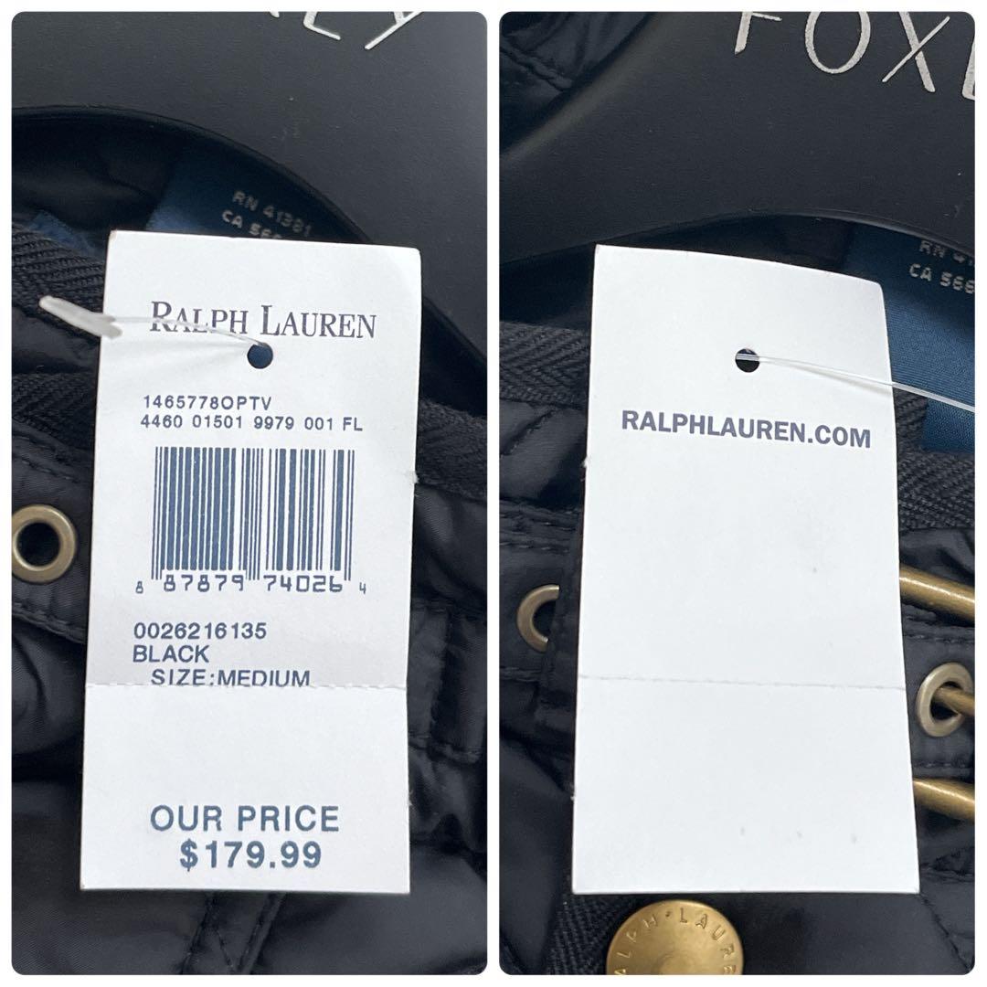 新品タグ付き✨ラルフローレン　キルティングベスト　黒　ベルト　ゴールド金具