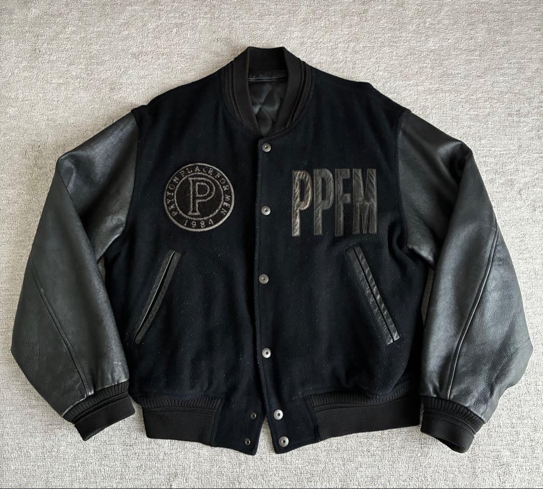 PEYTON PLACE スタジャン メルトンウール×レザー 両面刺繍ロゴ 中綿