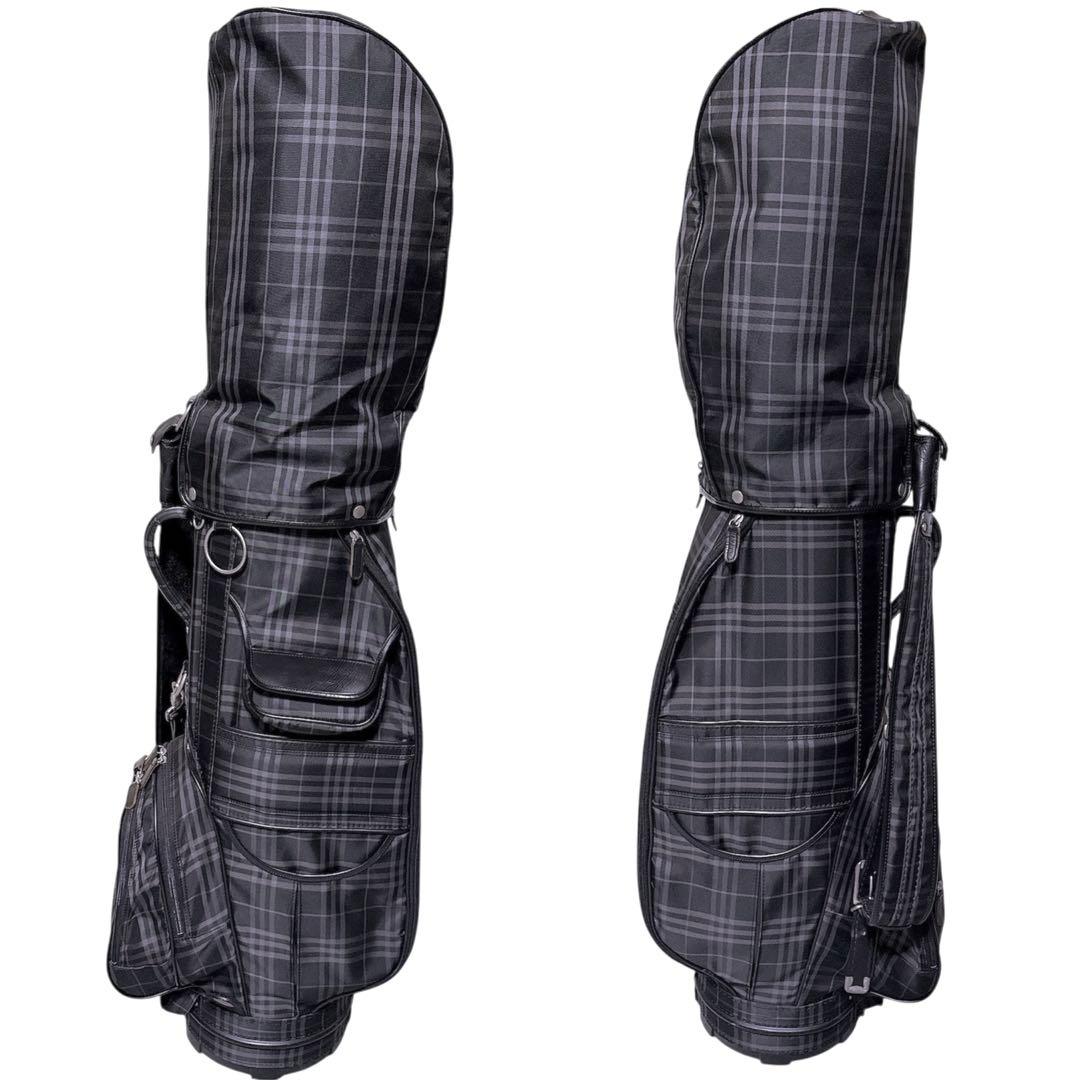 【美品】バーバリーゴルフ キャディバッグ ゴルフケース ノバチェック ブラック