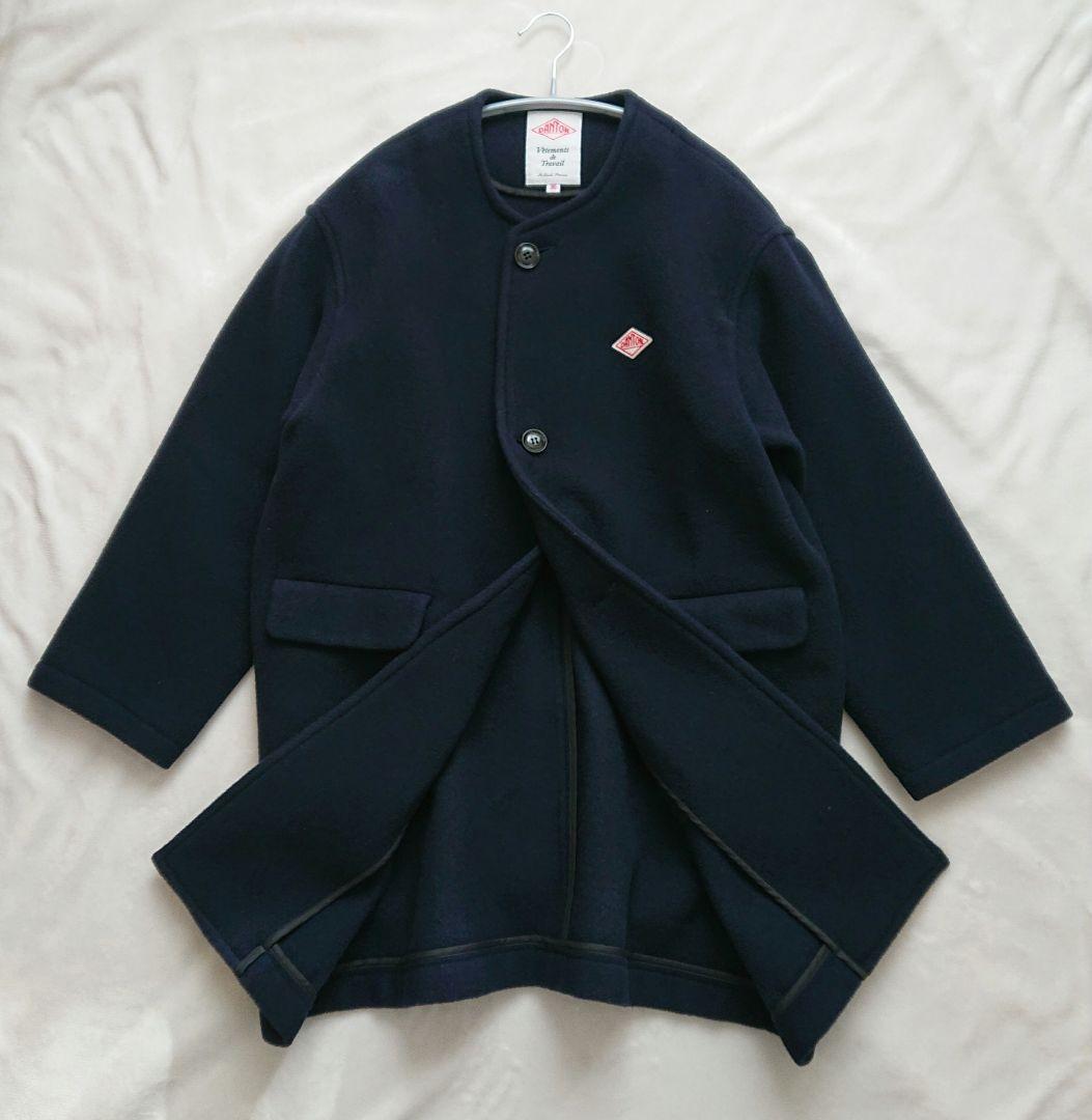 DANTON ダントン ライトパイル ウールモッサ カラーレス コート M