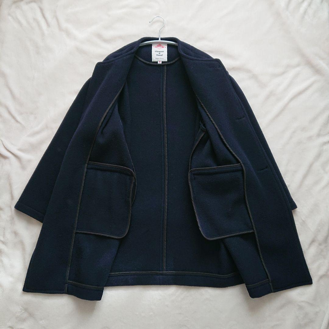 DANTON ダントン ライトパイル ウールモッサ カラーレス コート M