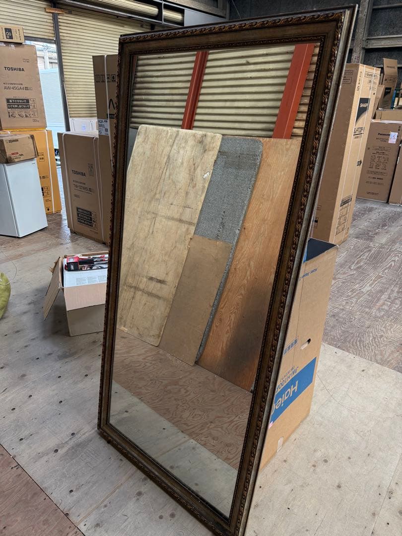 大型木製スタンドミラー