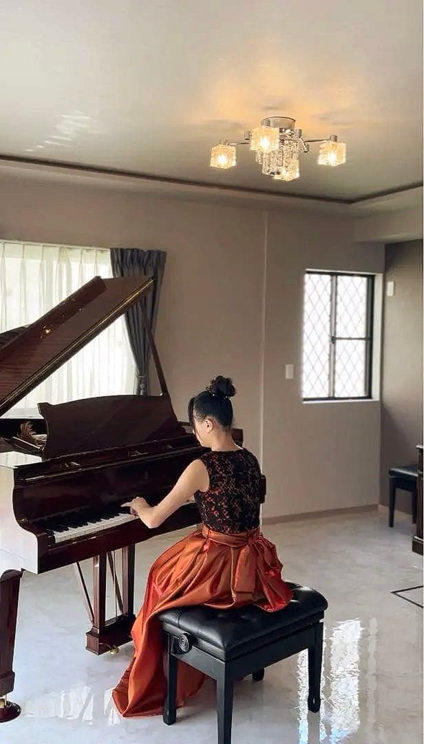 ウエストリボン1回着セミオーダードレス煌めき玉蟲ブラッドオレンジフランス生地