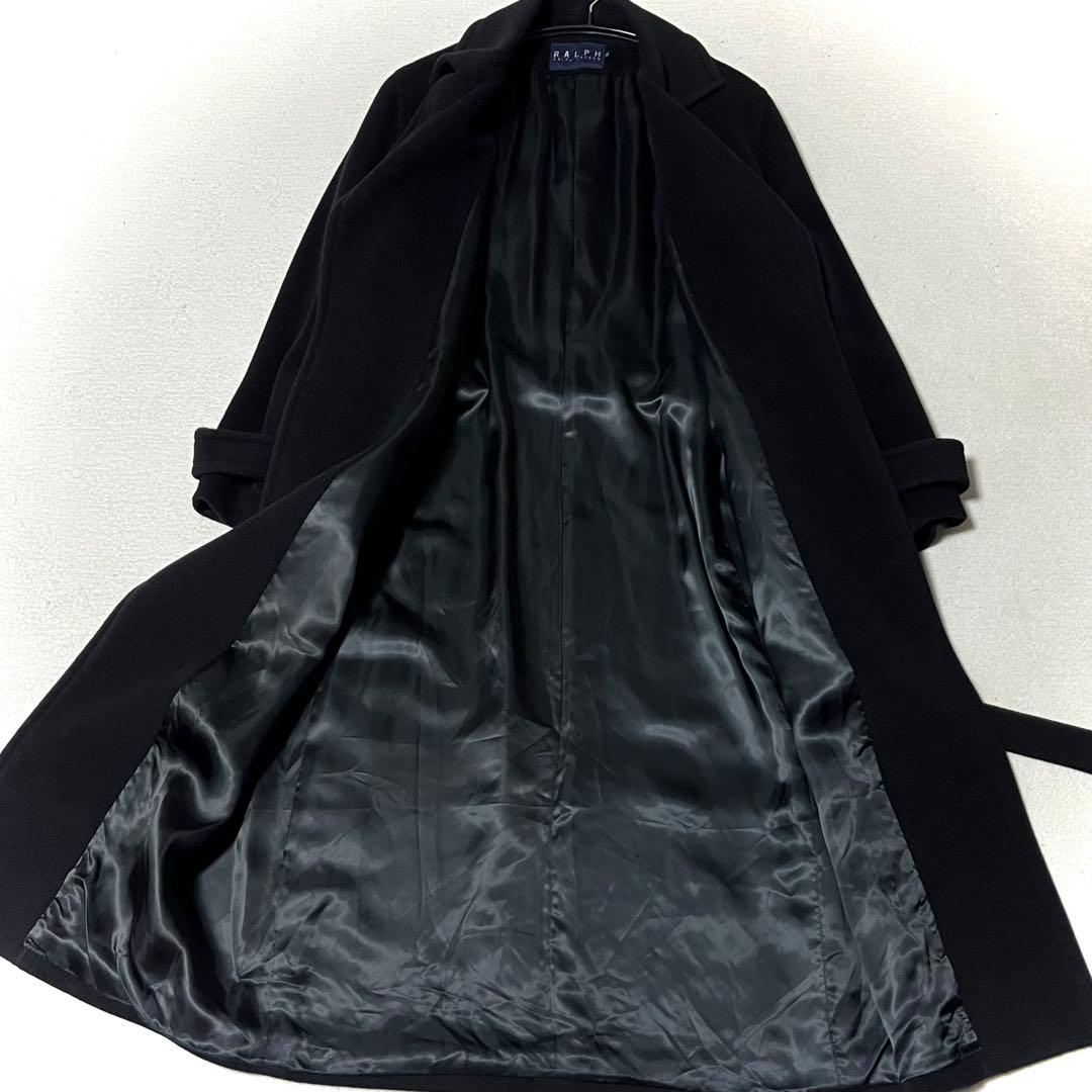 極美品 ラルフローレン ラップ コート ベルト付き アンゴラ混 女優襟 11号
