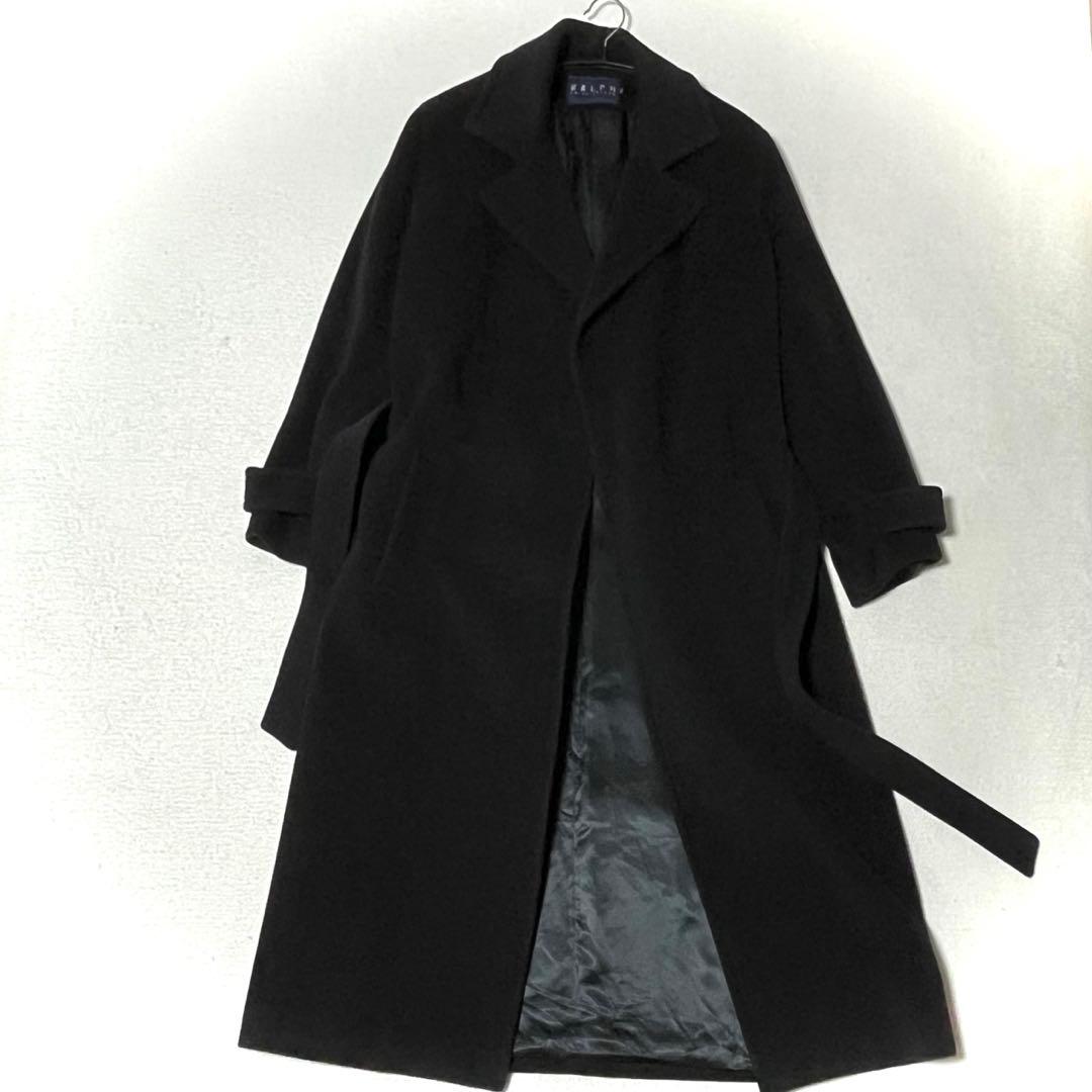 極美品 ラルフローレン ラップ コート ベルト付き アンゴラ混 女優襟 11号