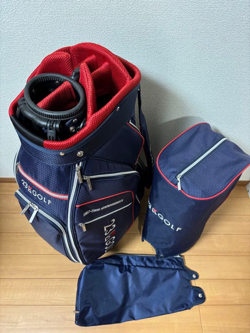 23区 GOLF キャディバック サブバック収納式 ネイビー/レッド美品