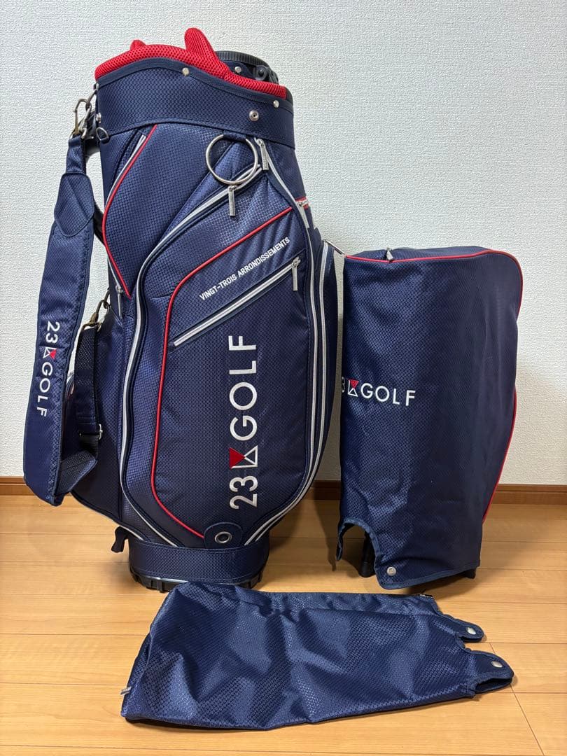 23区 GOLF キャディバック サブバック収納式 ネイビー/レッド美品