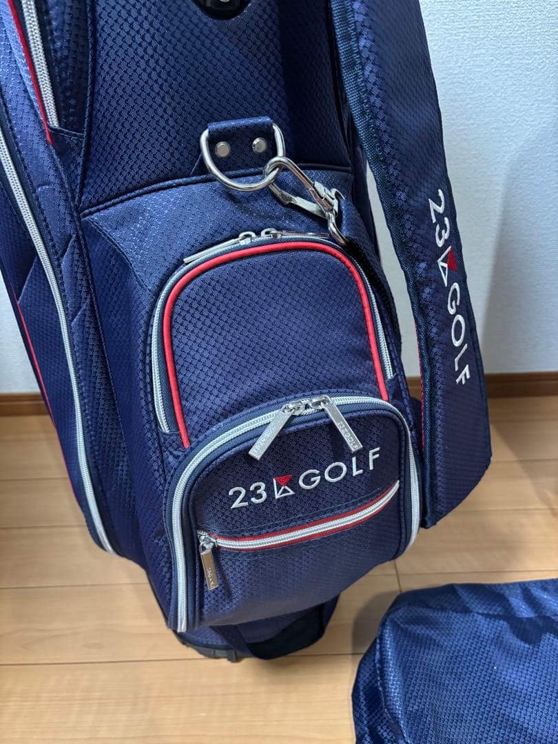 23区 GOLF キャディバック サブバック収納式 ネイビー/レッド美品