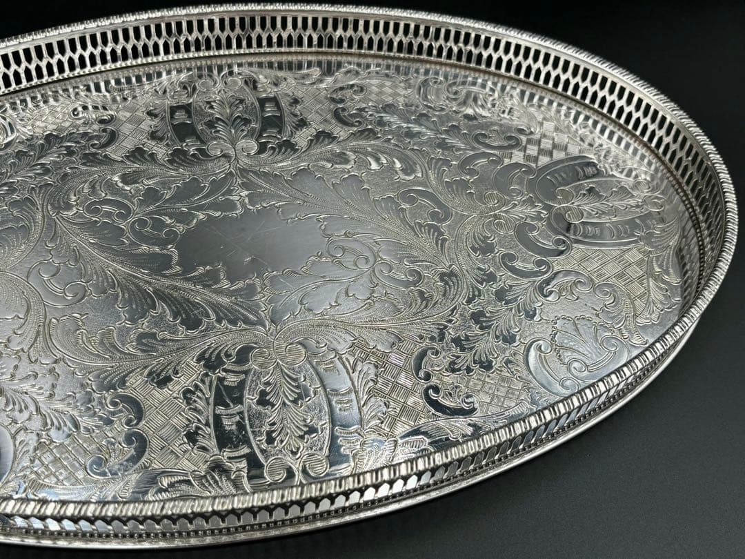 専用　英国アンティーク　Viners of Sheffield 銀メッキトレイ