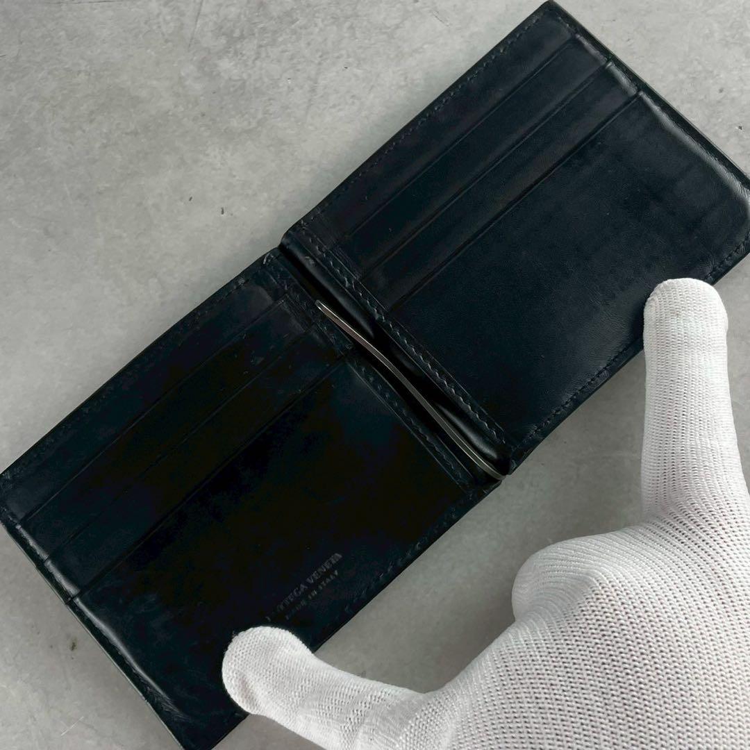 【美品】ボッテガヴェネタ マネークリップ 財布 イントレチャート ブラック 黒色