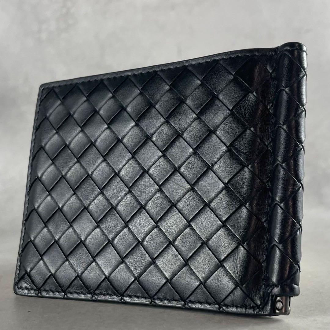 【美品】ボッテガヴェネタ マネークリップ 財布 イントレチャート ブラック 黒色