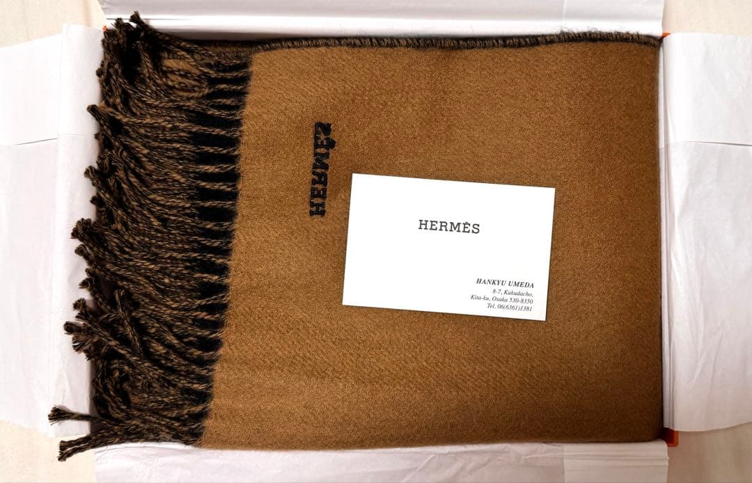 美品　エルメス カシミヤ100% レクトヴェルソ マフラー