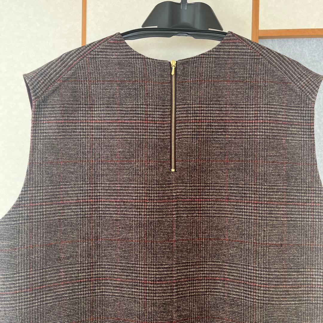 ドゥロワー ノースリーブ Vネック ワンピース 38