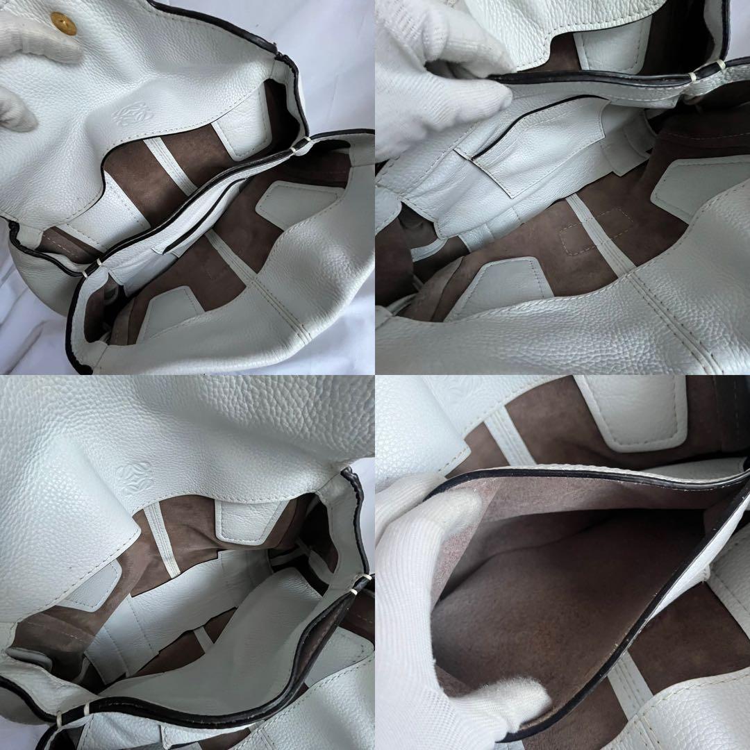 ✨極美品✨　LOEWE アナグラム　トートバッグ　白　ホワイト　レザー　y2k