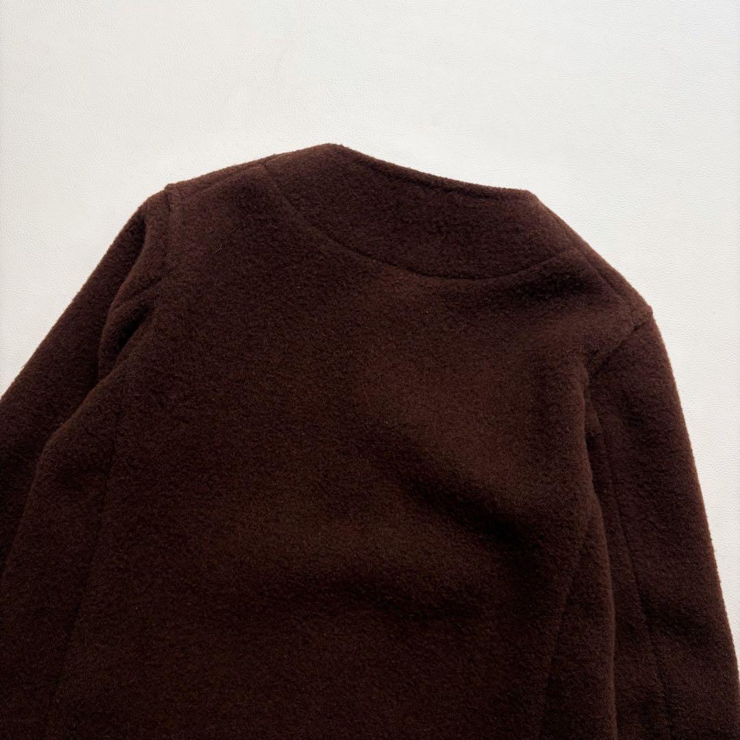 ダントン　ウールモッサ 36 ノーカラー　ジャケット　ブラウン