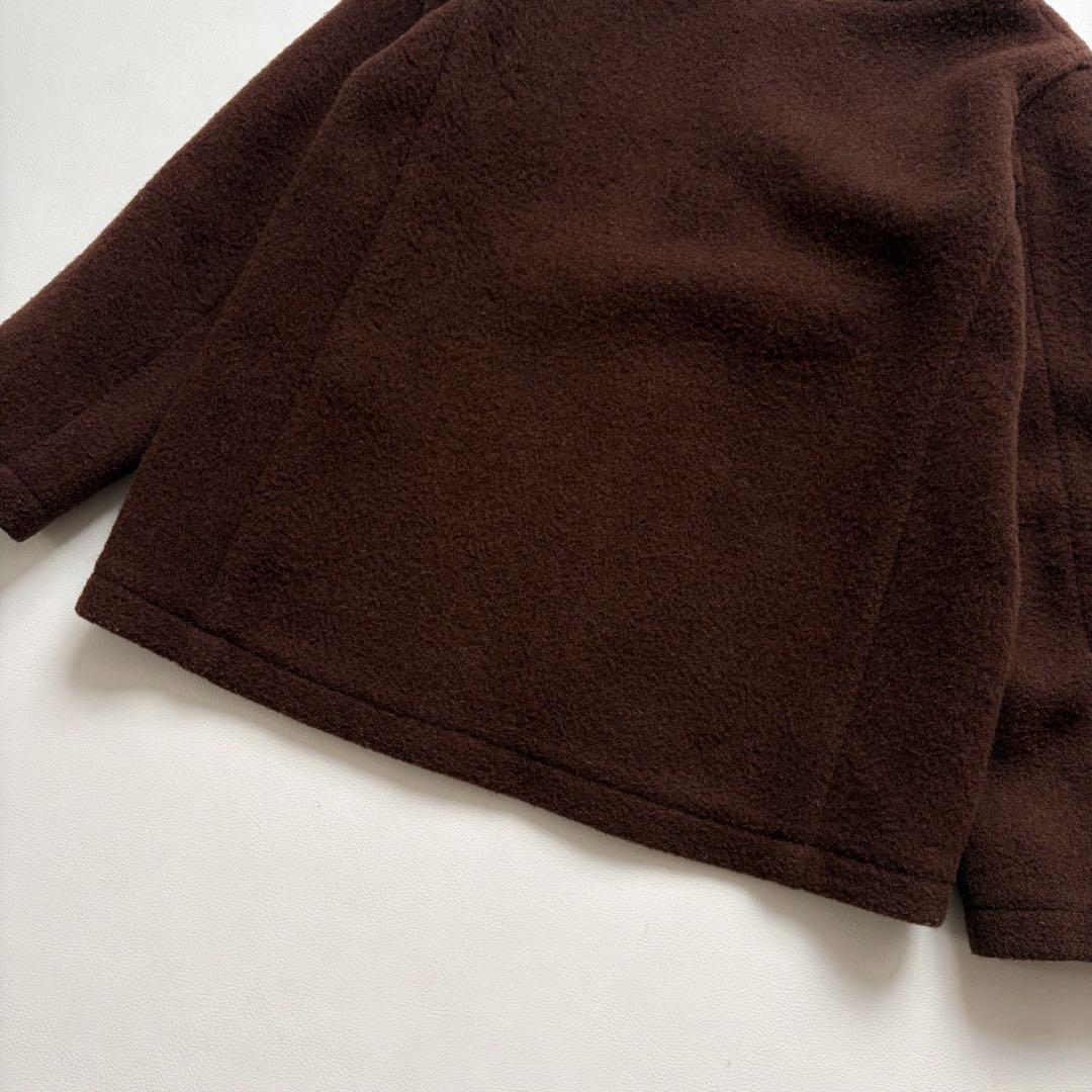 ダントン　ウールモッサ 36 ノーカラー　ジャケット　ブラウン