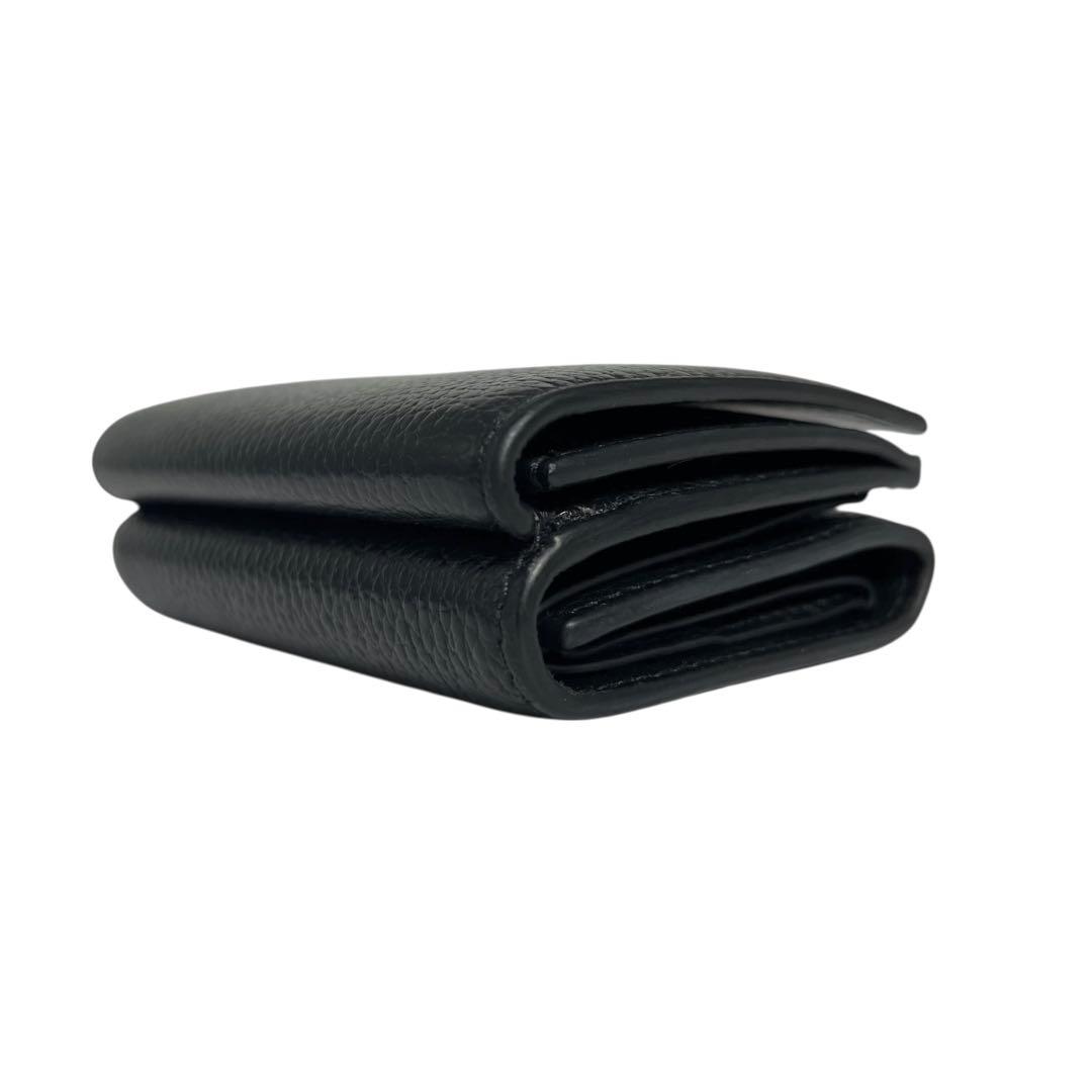 希少✨バレンシアガ 三つ折り財布 ロゴ型押し レザー ブラック メンズ