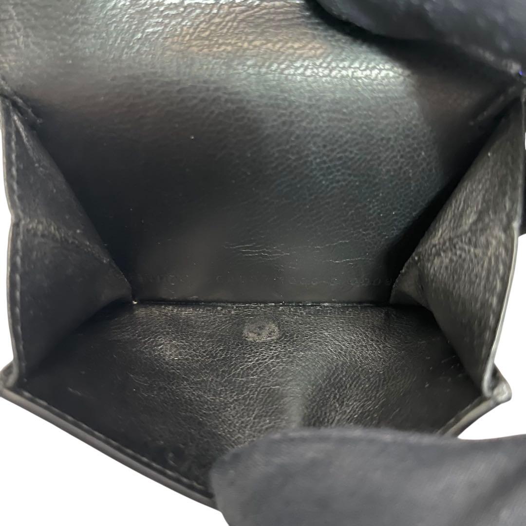 希少✨バレンシアガ 三つ折り財布 ロゴ型押し レザー ブラック メンズ
