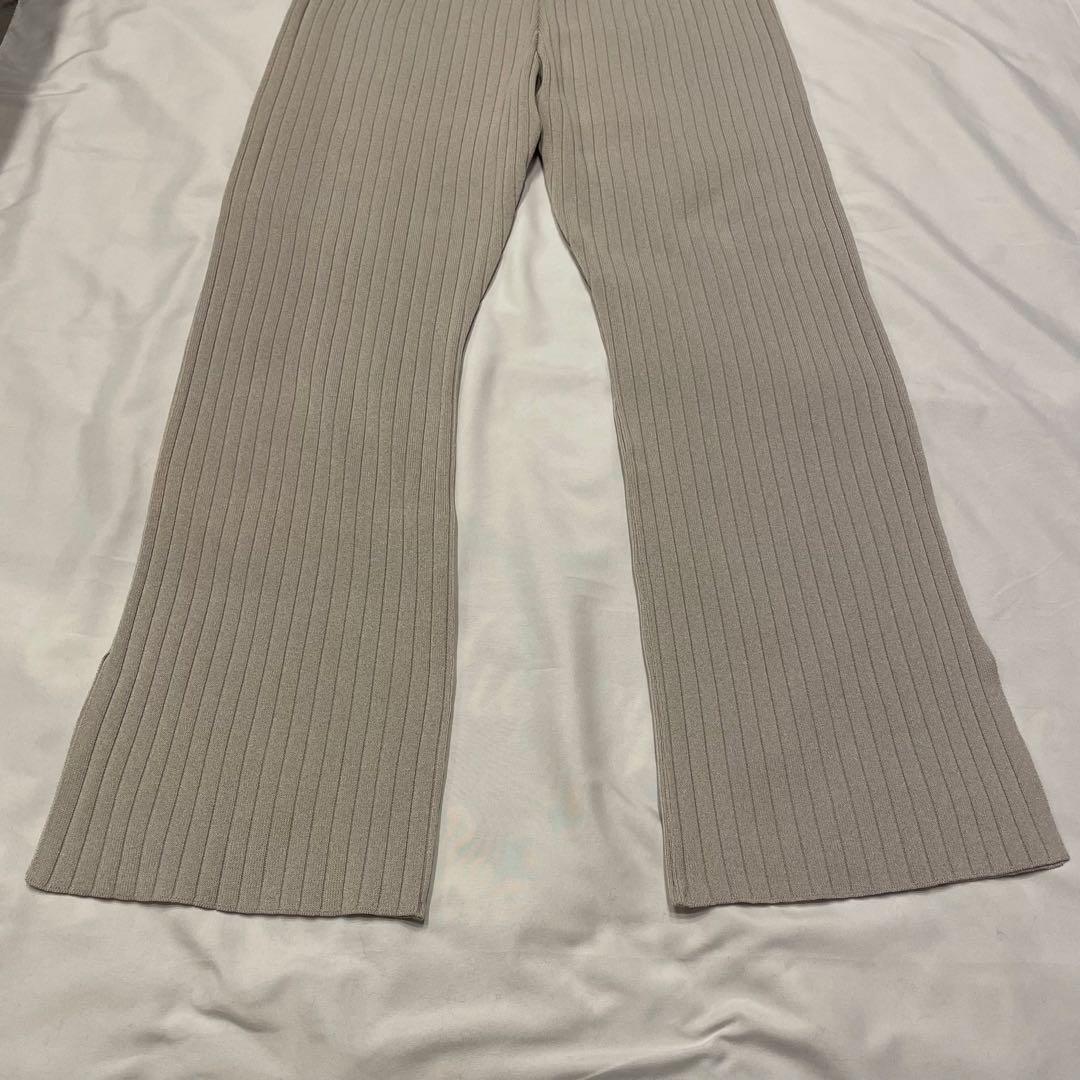 新品 ハグオーワー クロスアンドクロス リブニットパンツ グレージュ系ベージュ系