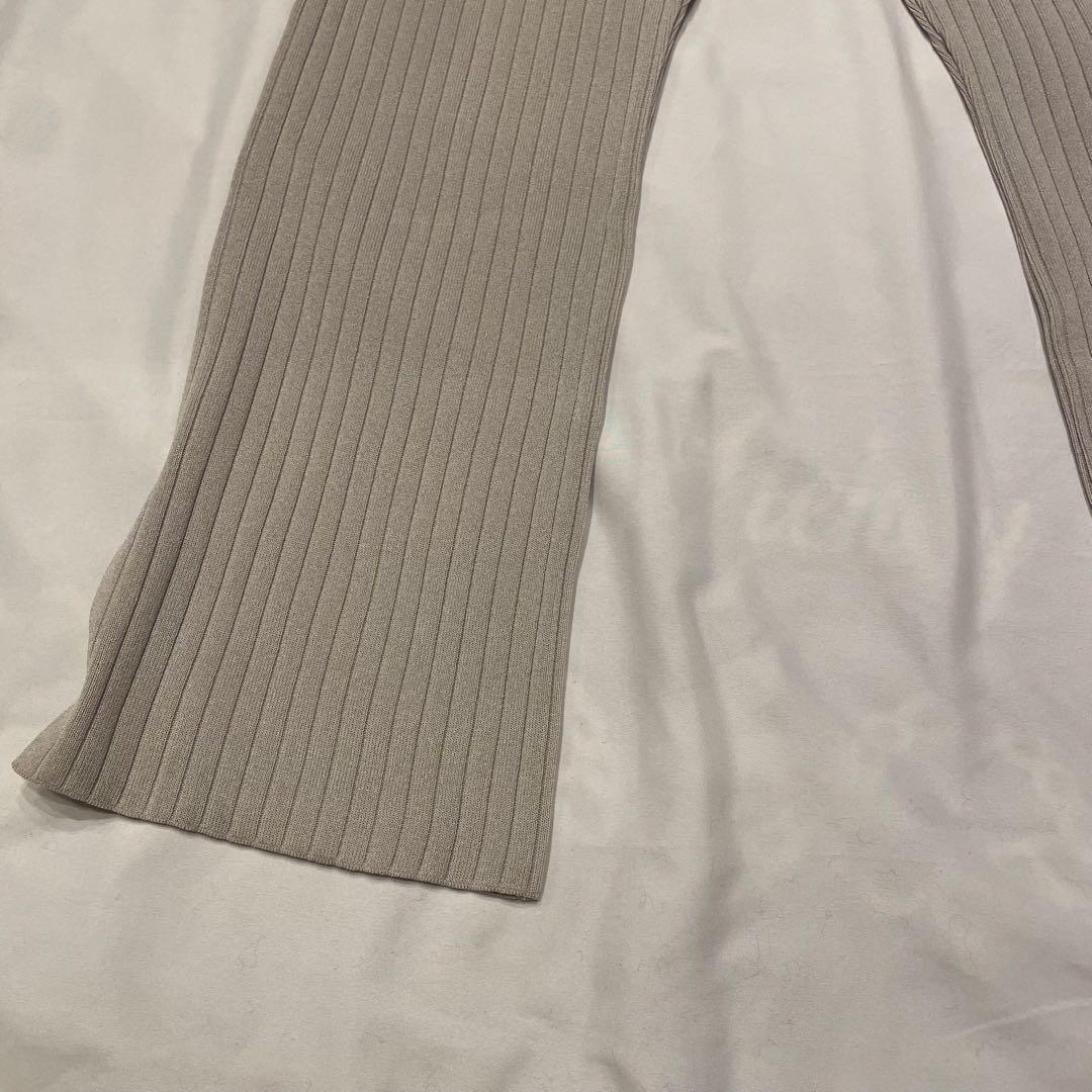 新品 ハグオーワー クロスアンドクロス リブニットパンツ グレージュ系ベージュ系