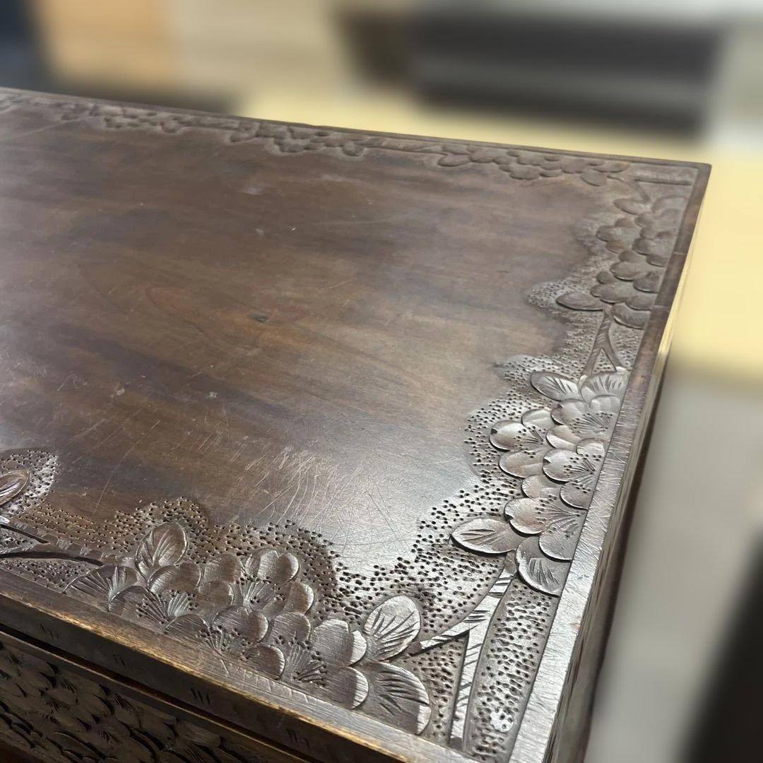 【軽井沢彫】6段チェスト◇程度良好◆