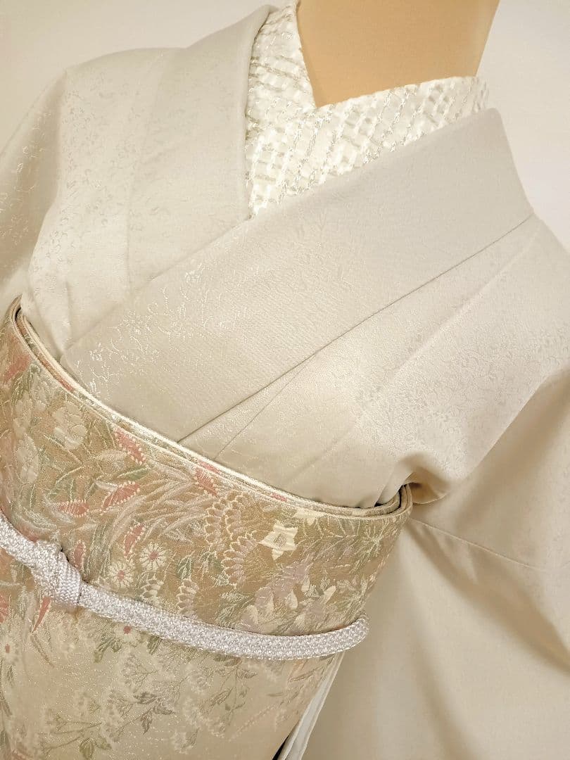 洗える色無地　花唐草地紋　ジャガード織　Mサイズ