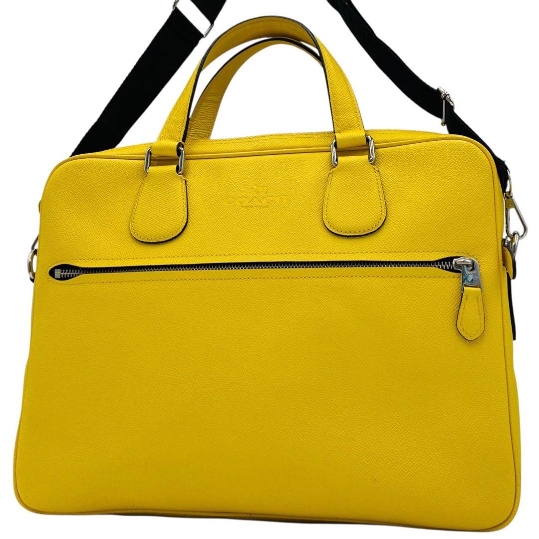 美品✨コーチ ビジネスバッグ ショルダーバッグ イエロー レザー 71710