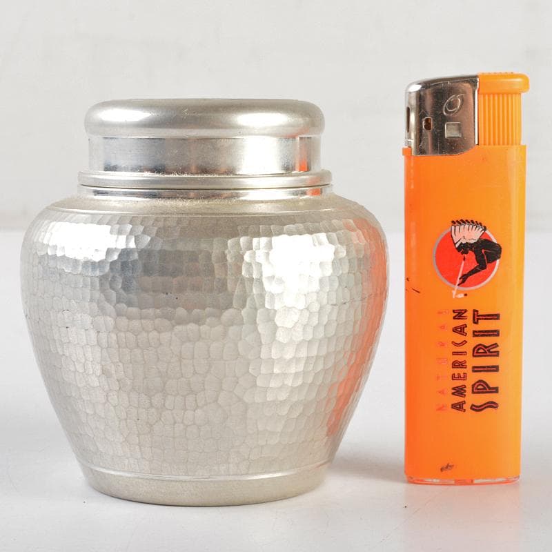 煎茶道具　錫半製　精錫　鎚目　茶壷　茶心壷　約251g　M　R7242