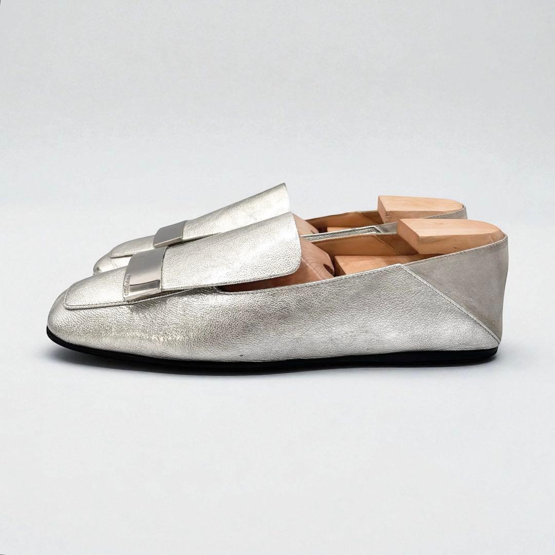 セルジオロッシ sr1 フラット スリッポン シルバー金具 銀 37 付属あり