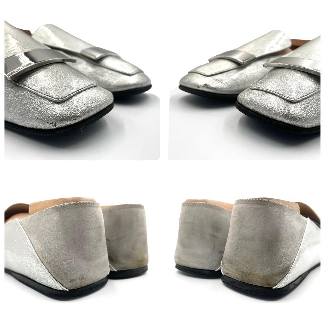 セルジオロッシ sr1 フラット スリッポン シルバー金具 銀 37 付属あり