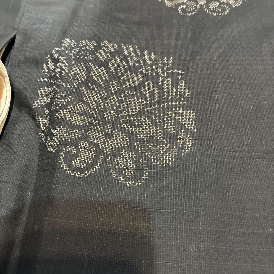 ザクロ様用　大島紬　飛び柄　墨黒　裄68