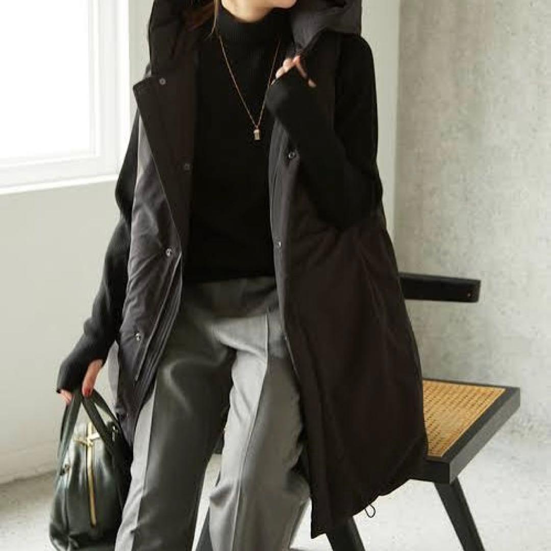 極美品 SLOBE IENA P/NP タフタ ノースリ ダウン ミドル