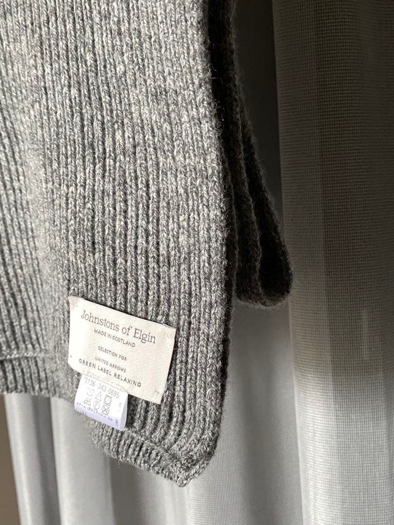 Johnstons of Elgin ウールカシミヤリブマフラー MD.GRY