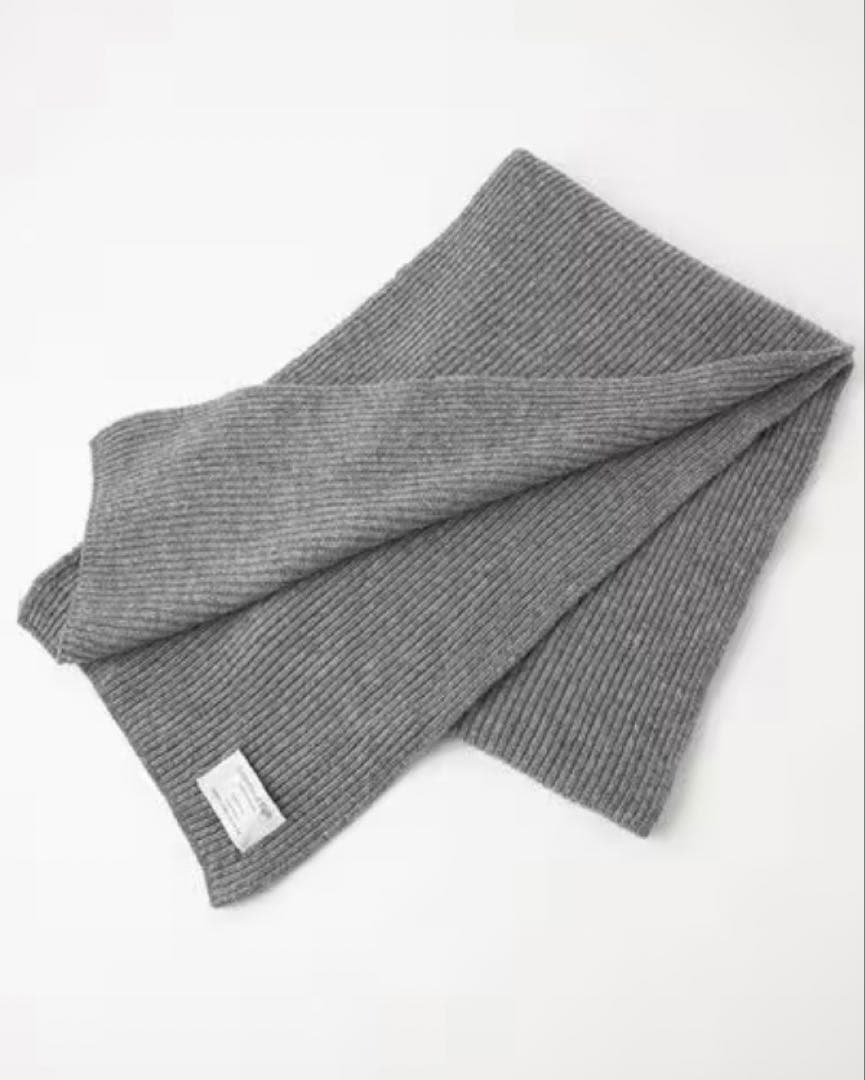 Johnstons of Elgin ウールカシミヤリブマフラー MD.GRY