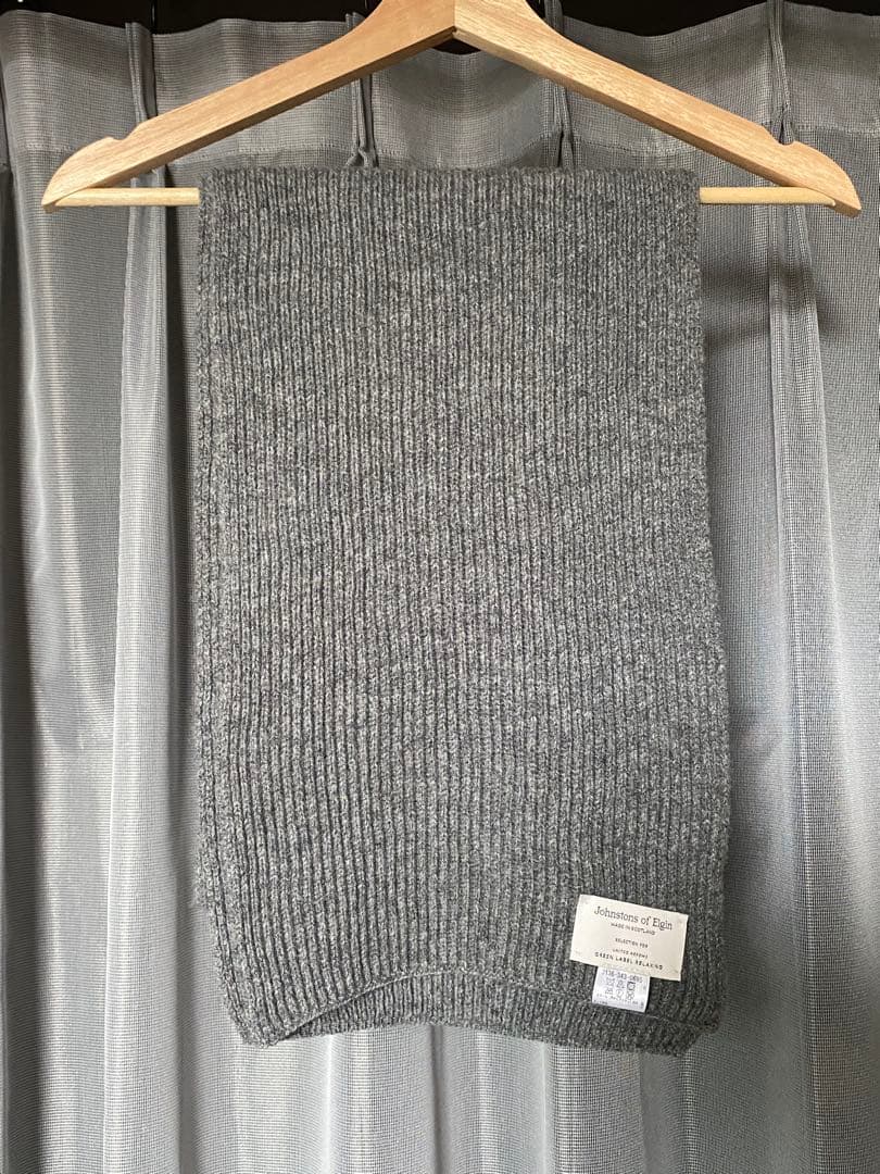 Johnstons of Elgin ウールカシミヤリブマフラー MD.GRY