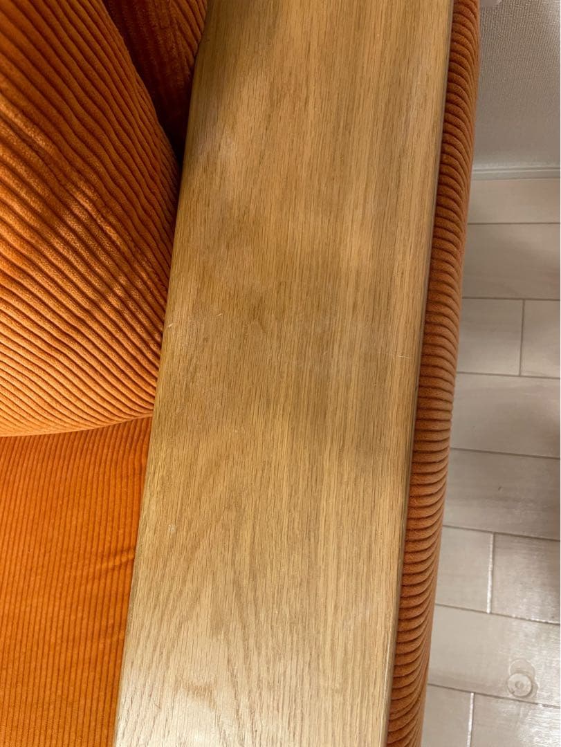 オレンジ コーデュロイ 2.5人掛けソファ