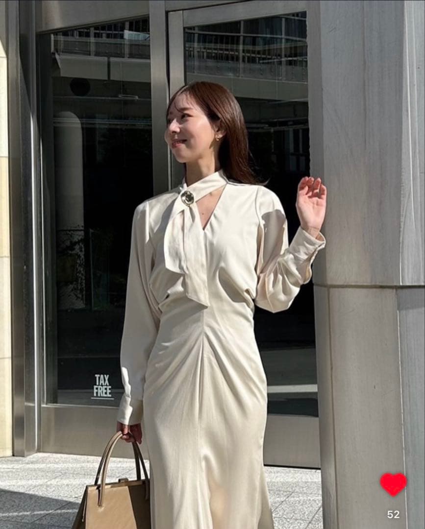 anuans ボウタイドレープワンピース ワンピース ECRU 白 ホワイト