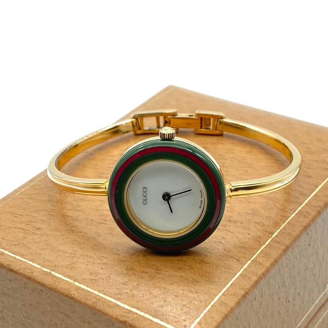 ヒース　良品☆稼働　グッチ　チェンジベゼル　新品電池　レディース腕時計