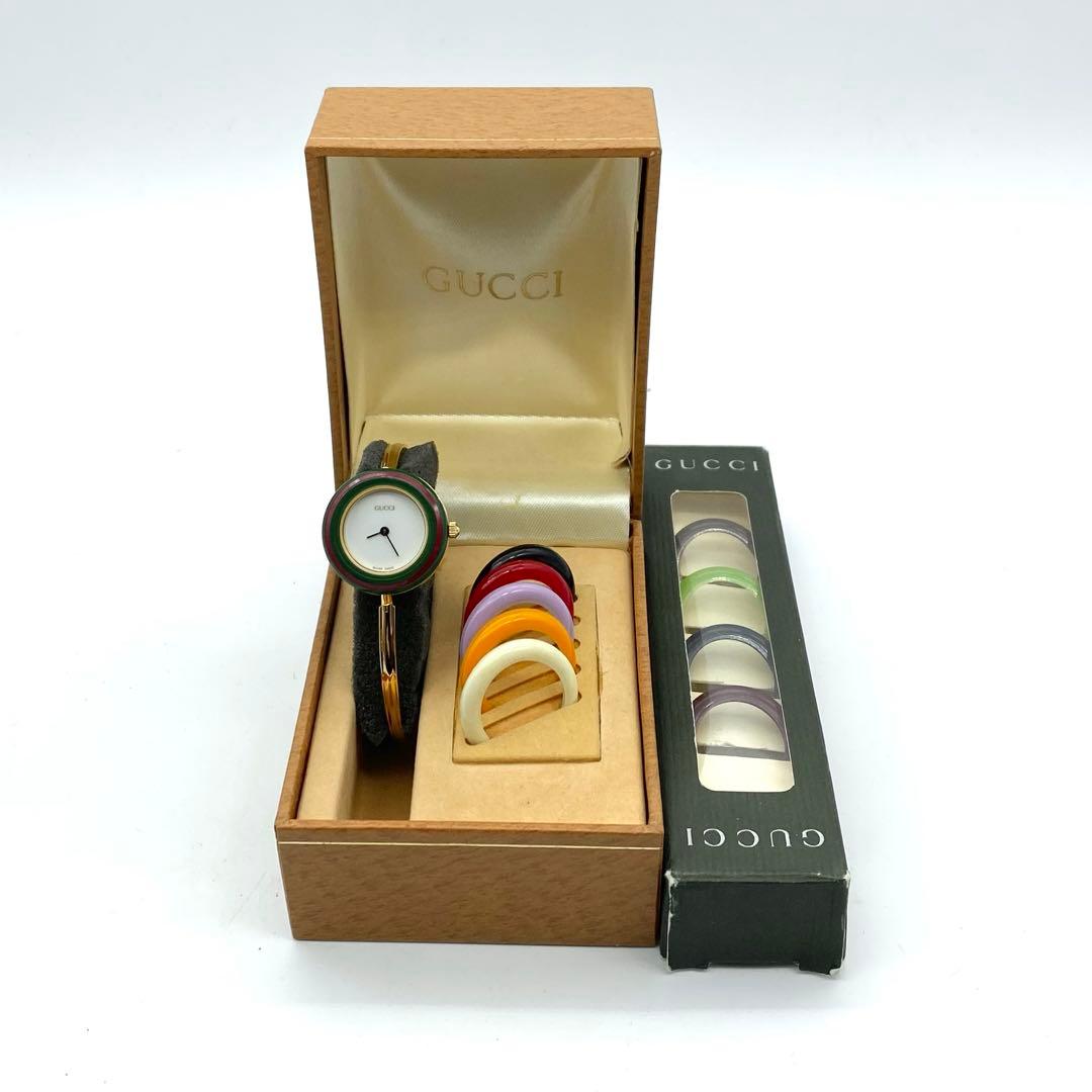 ヒース　良品☆稼働　グッチ　チェンジベゼル　新品電池　レディース腕時計