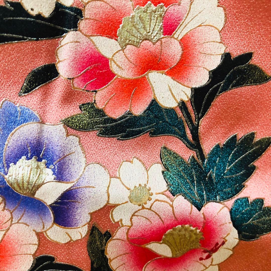 七五三七歳‼正絹可愛いピンクに花々金箔金彩煌びやか際立つ❤️完全フルセット
