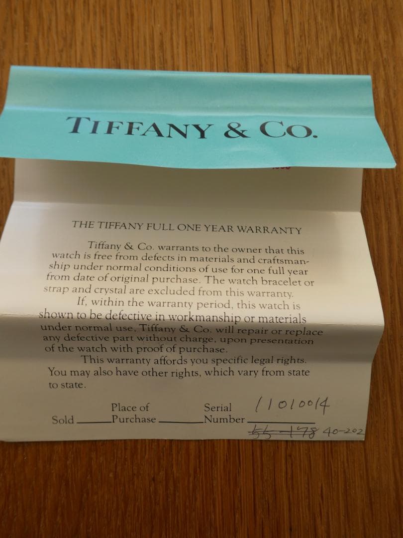 ティファニー アトラス腕時計 ＊美品・保証書付（電池交換：2025年11月）