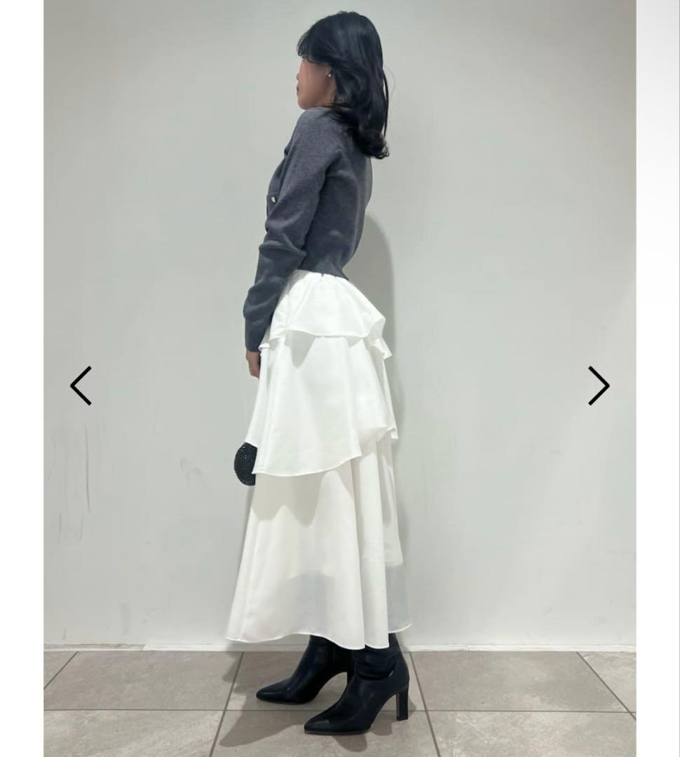 SNIDEL Sustainableニットカーデ×ティアードスカートセット