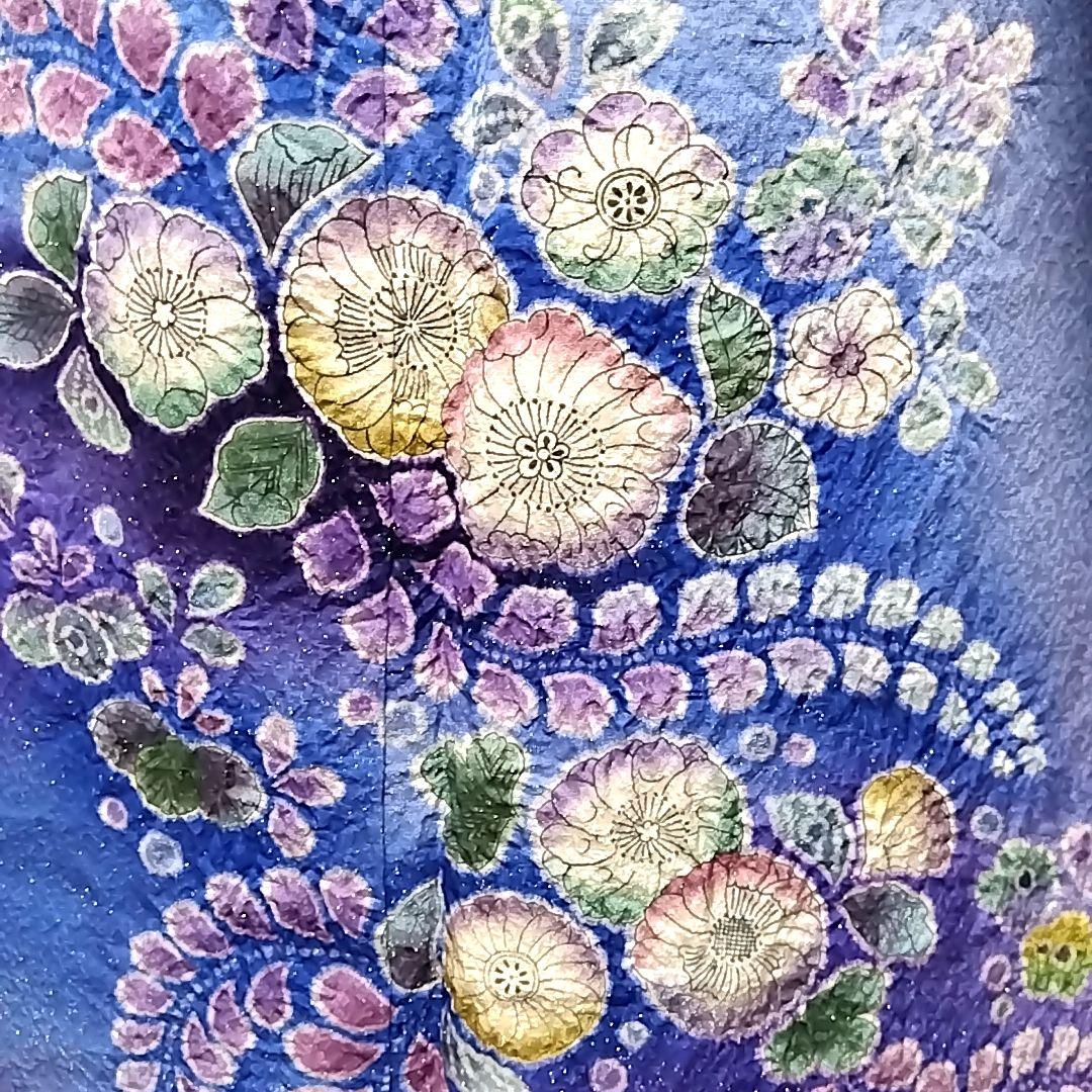 辻ヶ花 付下げ セット 金通し 絞り 辻が花 セット 袋帯 紺 青 辻ケ花