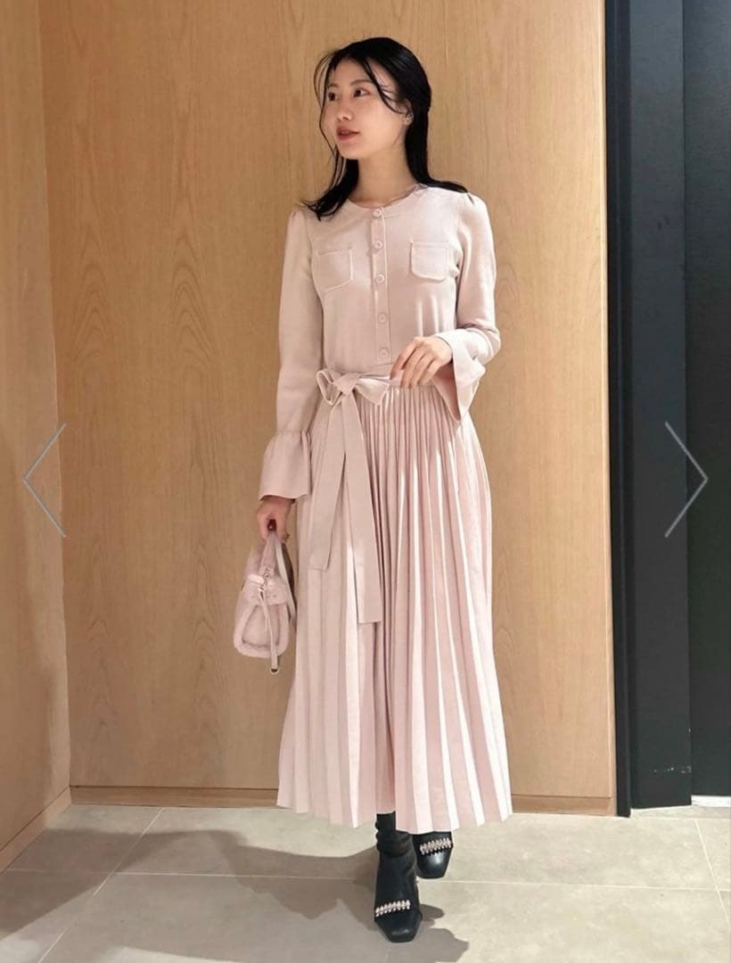 Premium スプリングニットドレス　ピンク　36